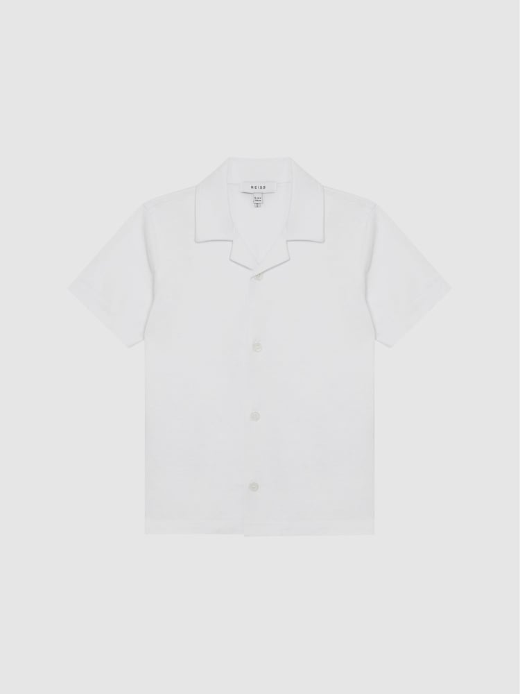 Reiss White Caspa Cotton Jersey Buttoned Shirt - Image 2 of 6