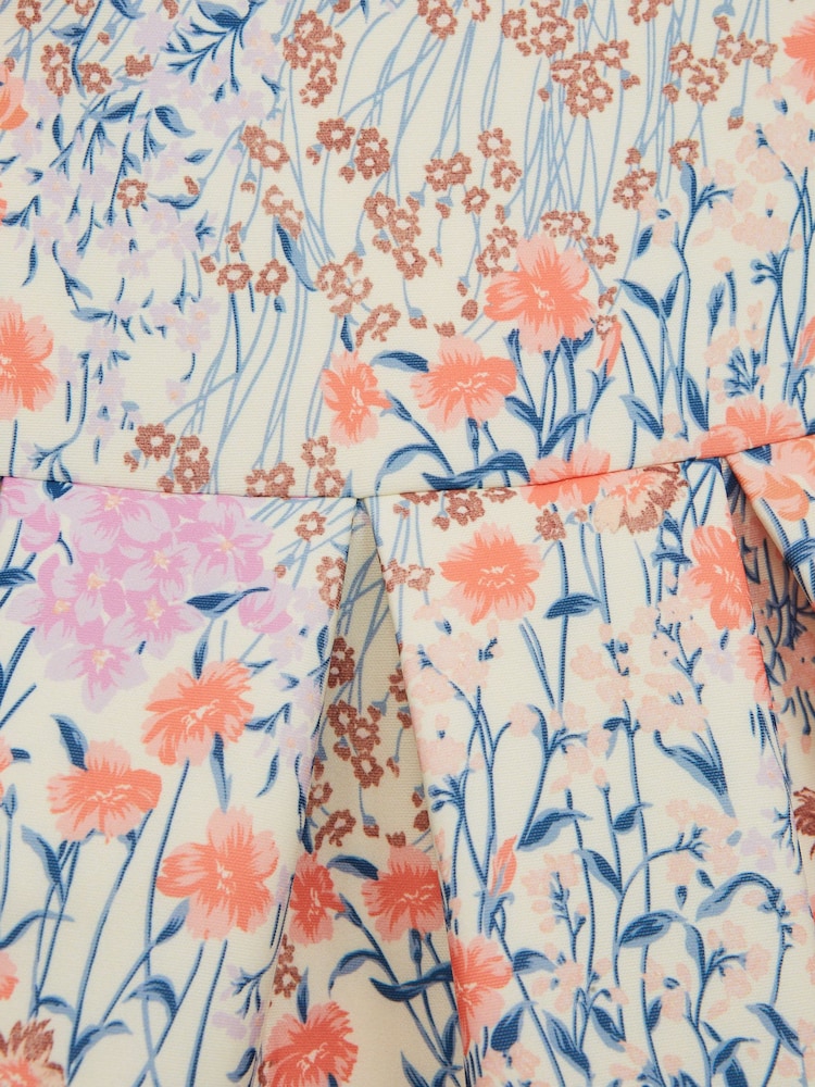 Reiss Pale Pink Emily 4-9 yrs Scuba Floral Printed Dress - Image 6 of 6