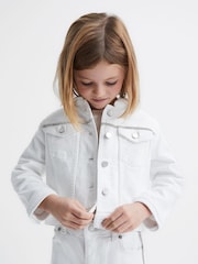 Reiss White Nala 9-12 yrs Sparkle Stripe Denim Jacket - Image 3 of 7