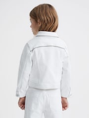 Reiss White Nala 9-12 yrs Sparkle Stripe Denim Jacket - Image 5 of 7