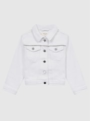 Reiss White Nala 4-9 yrs Sparkle Stripe Denim Jacket - Image 2 of 7