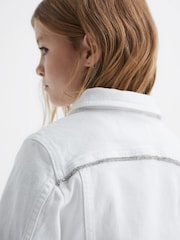 Reiss White Nala 4-9 yrs Sparkle Stripe Denim Jacket - Image 6 of 7