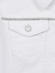 Reiss White Nala 4-9 yrs Sparkle Stripe Denim Jacket - Image 7 of 7