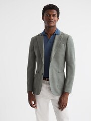 Reiss Airforce Blue Malbec Open Collar Silk Merino Polo Shirt - Image 6 of 6