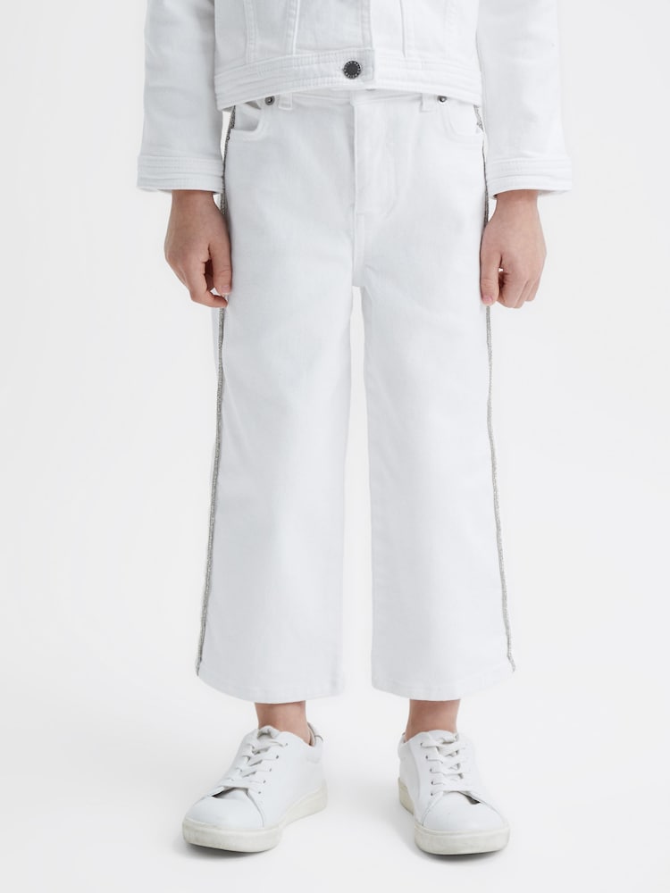 Reiss White Nala 4-9 yrs Sparkle Stripe Jeans - Image 1 of 6
