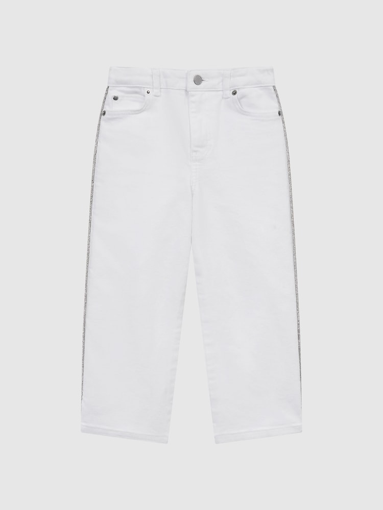 Reiss White Nala 4-9 yrs Sparkle Stripe Jeans - Image 2 of 6