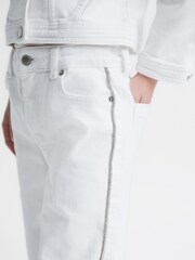 Reiss White Nala 4-9 yrs Sparkle Stripe Jeans - Image 4 of 6