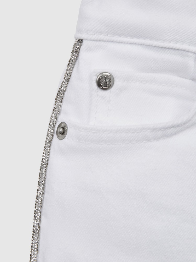 Reiss White Nala 4-9 yrs Sparkle Stripe Jeans - Image 6 of 6