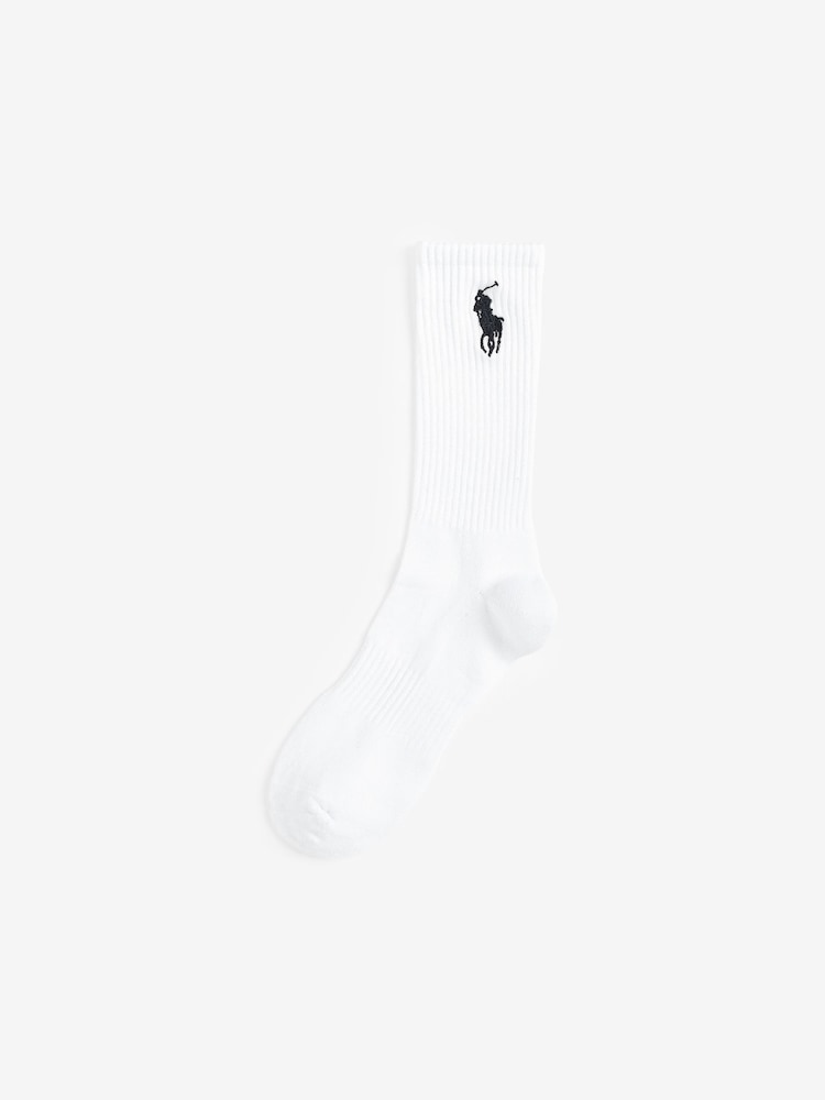 Polo Ralph Lauren White Large Pony Logo Crew Socks 3 Pack - Image 2 of 2