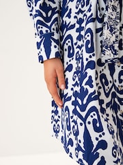 Navy Blue/White Fuller Bust 100% Cotton Poplin Mini Shirt Dress - Image 4 of 5
