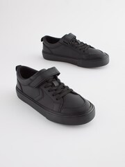 Black School Leather Strap Touch Fastening Shoes - Image 1 of 6