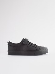 Black School Leather Strap Touch Fastening Shoes - Image 2 of 6