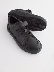 Black School Leather Strap Touch Fastening Shoes - Image 3 of 6