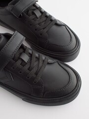 Black School Leather Strap Touch Fastening Shoes - Image 4 of 6