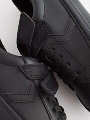 Black School Leather Strap Touch Fastening Shoes - Image 6 of 6