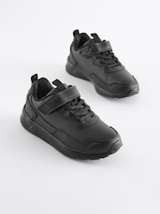 Black Wide Fit (G) Single Strap School Trainers - Image 1 of 7