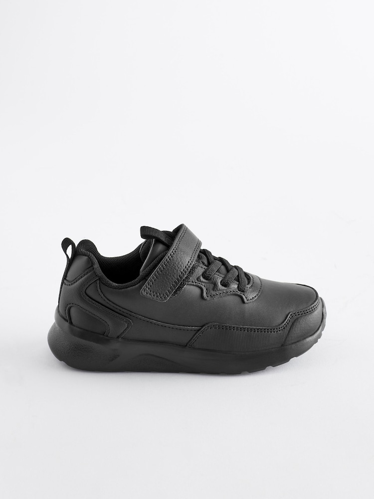 Black Wide Fit (G) Single Strap School Trainers - Image 2 of 7