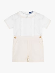 Trotters London Little 100% Cotton Oatmeal/White Rupert Set - Image 1 of 5