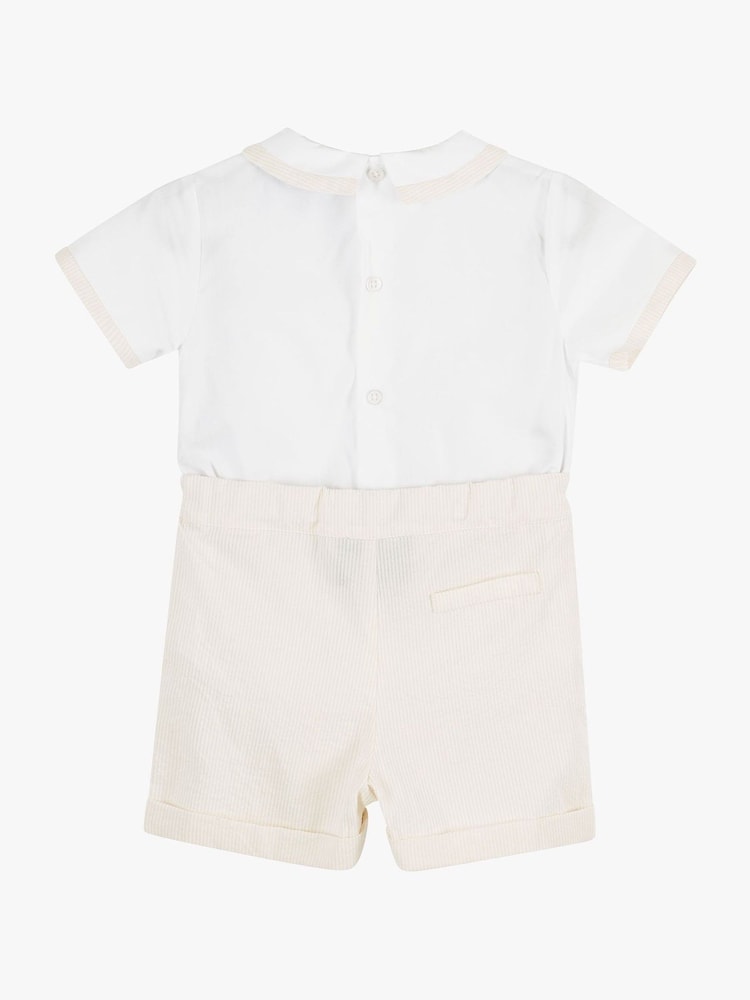 Trotters London Little 100% Cotton Oatmeal/White Rupert Set - Image 2 of 5