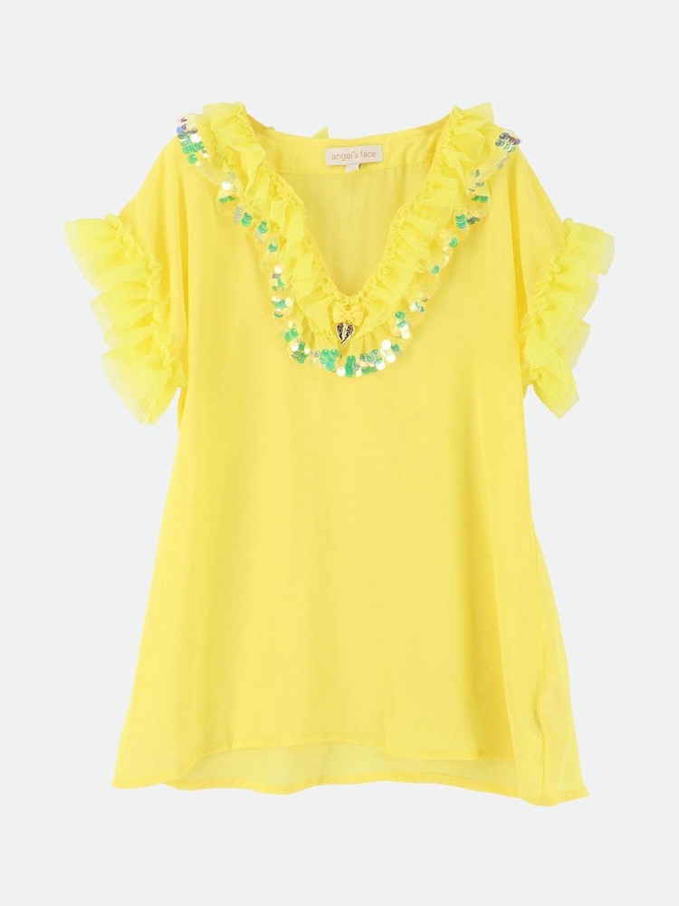 Angels Face Irena Lemon Yellow Sequin Kaftan - Image 1 of 2