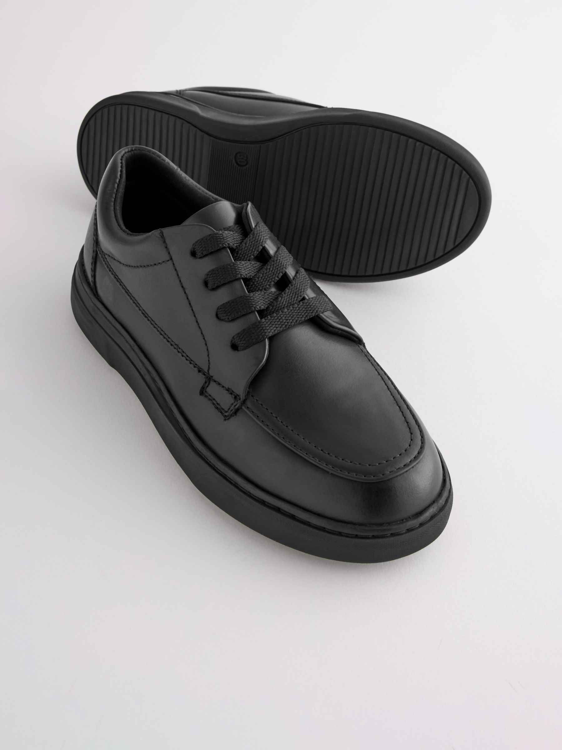 Black leather school trainers new arrivals