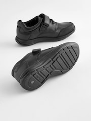Black Wide Fit (G) School Leather Elastic Lace Shoes - Image 3 of 5