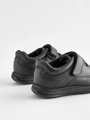 Black Wide Fit (G) School Leather Elastic Lace Shoes - Image 5 of 5