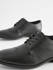 Black School Leather Wing Cap Shoes - Image 3 of 5