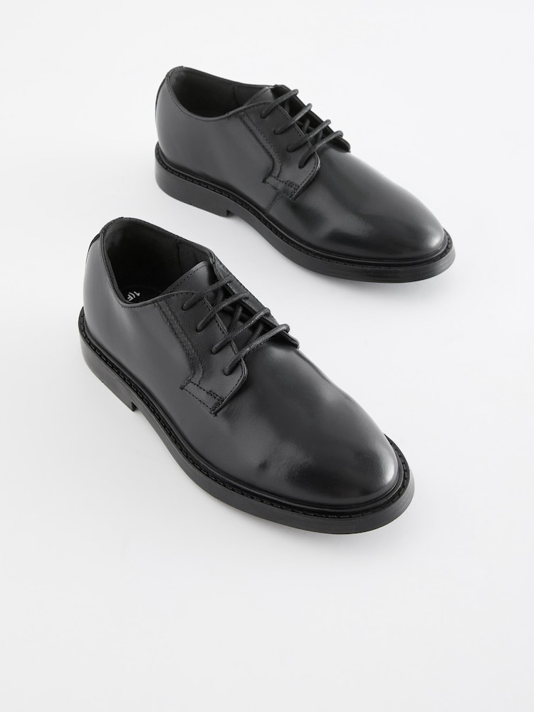 Black School Leather Square Toe Shoes - Image 1 of 5