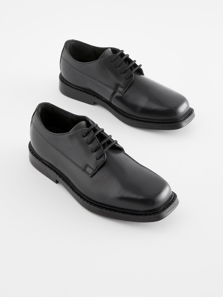 Black School Leather Lace-Up Shoes - Image 1 of 5