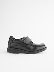 Black Leather Touch Fastening School Shoes - Image 1 of 5