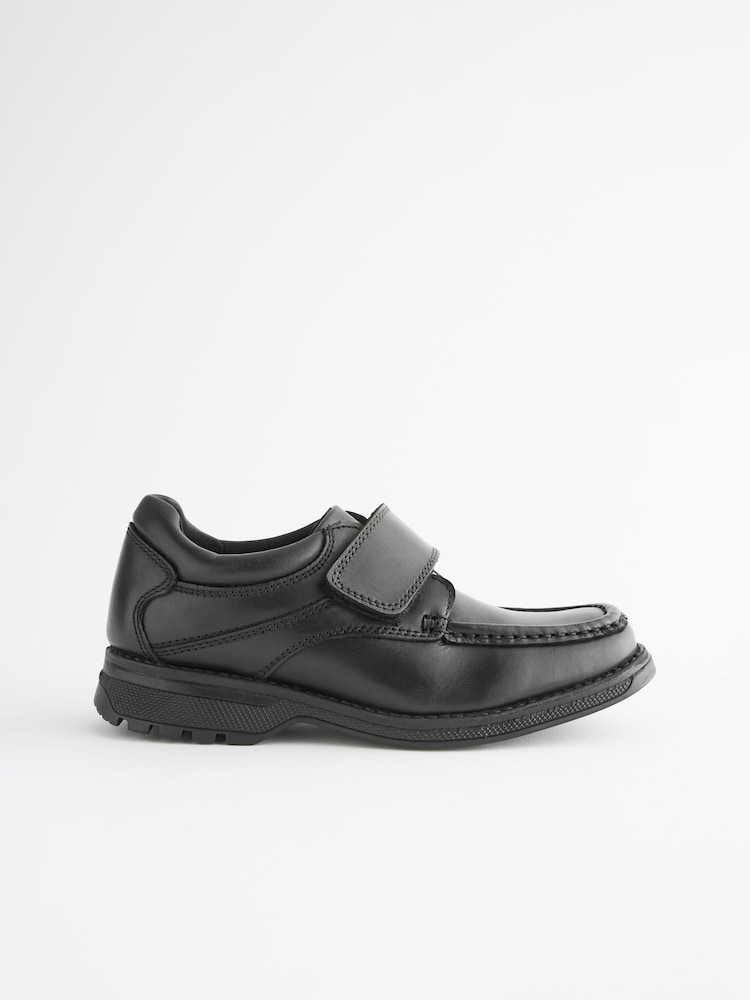Black Leather Touch Fastening School Shoes - Image 1 of 5