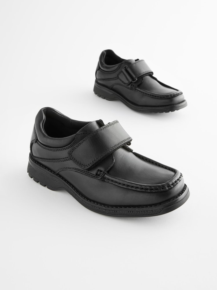 Black Leather Touch Fastening School Shoes - Image 2 of 5