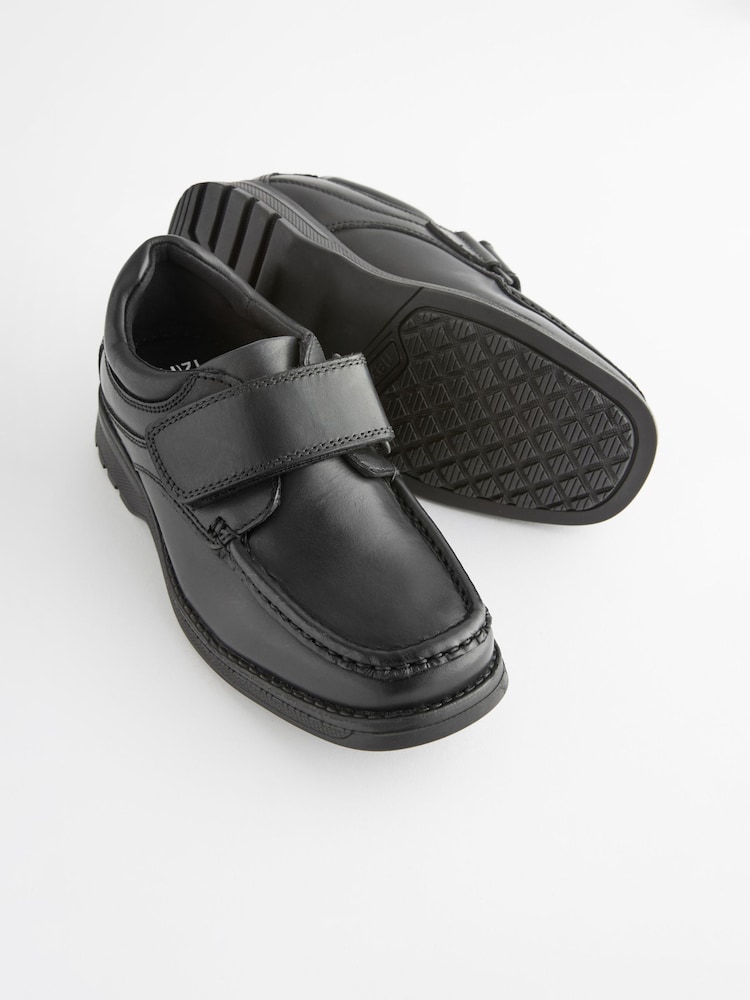 Black Leather Touch Fastening School Shoes - Image 3 of 5