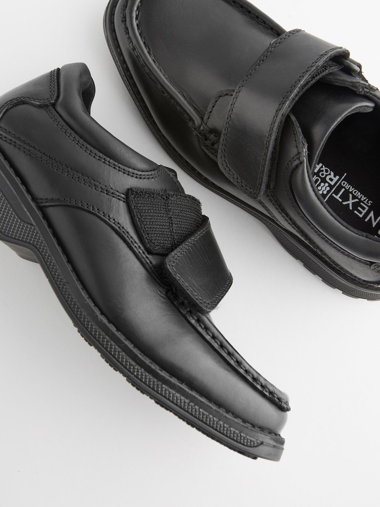Black Leather Touch Fastening School Shoes - Image 4 of 5