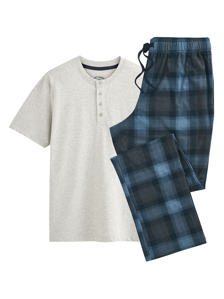 Grey/Blue Check Motionflex Cosy Pyjamas Set - Image 6 of 6