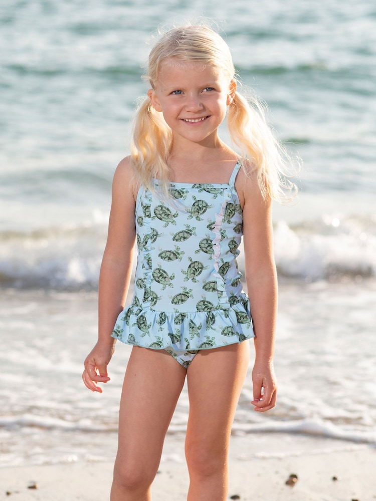 Trotters London Blue Turtle Peplum Swimsuit - Image 1 of 4