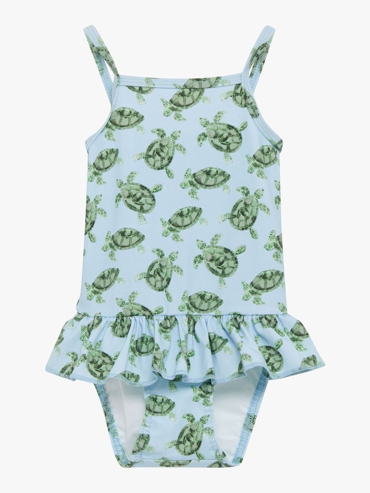 Bañador azul con sobrefalda y detalle de tortuga de Trotters London Little - Imagen 2 de 4