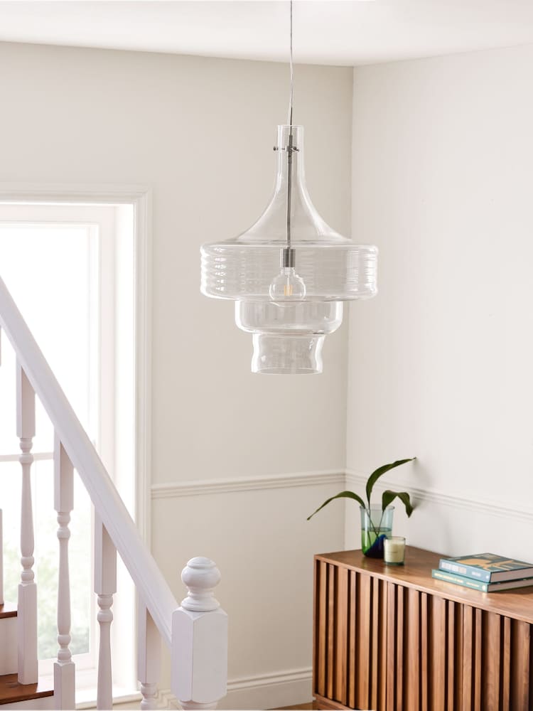 Jasper Conran London Clear Ribbed Glass Chandelier - Image 2 of 4