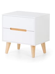 Julian Bowen White Alicia 2 Drawer Bedside Table - Image 1 of 1