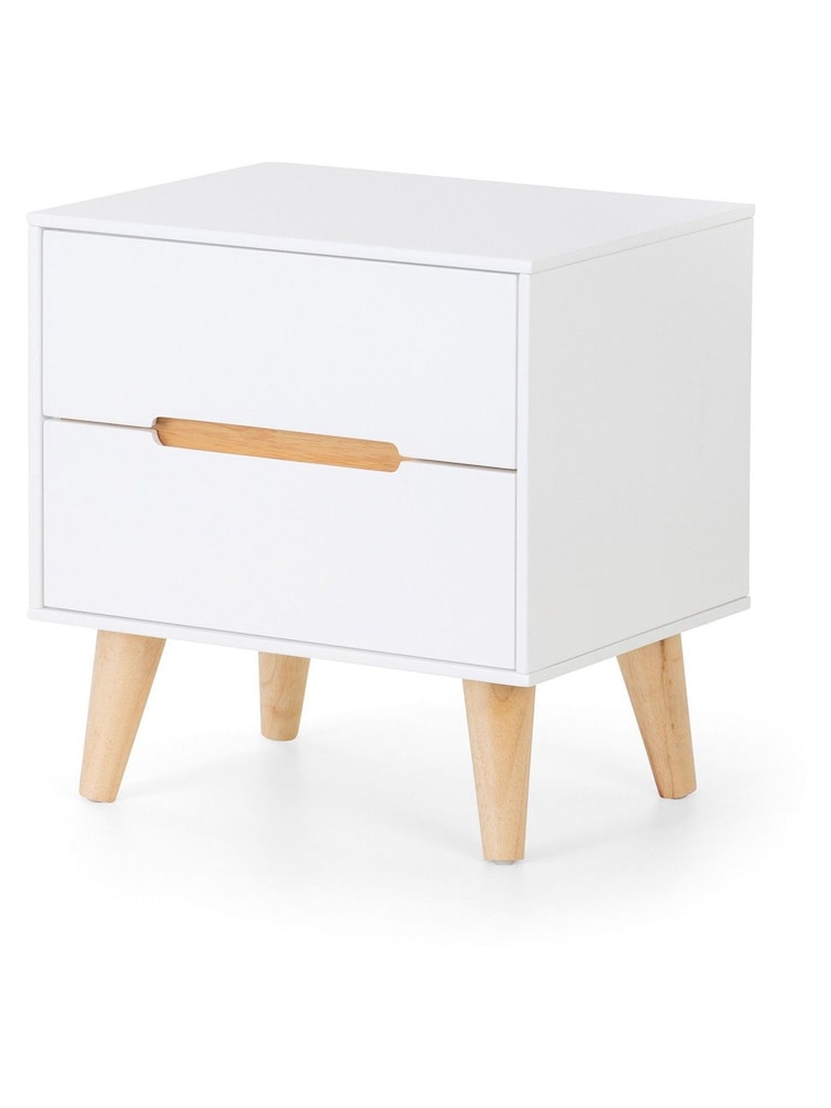 Julian Bowen White Alicia 2 Drawer Bedside Table - Image 1 of 1