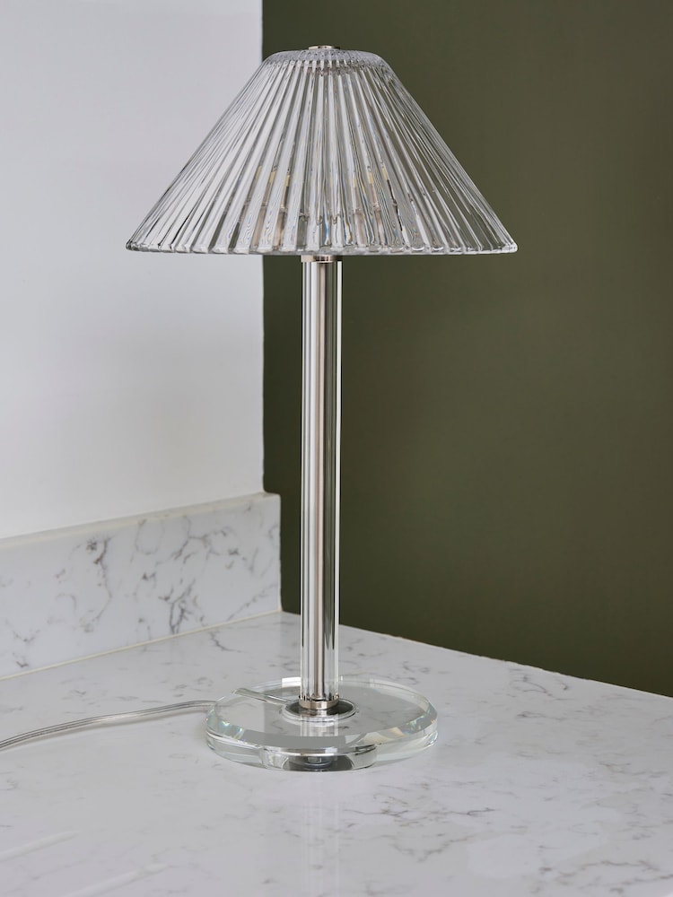 Jasper Conran London Clear Pleat Glass Table Lamp - Image 2 of 5