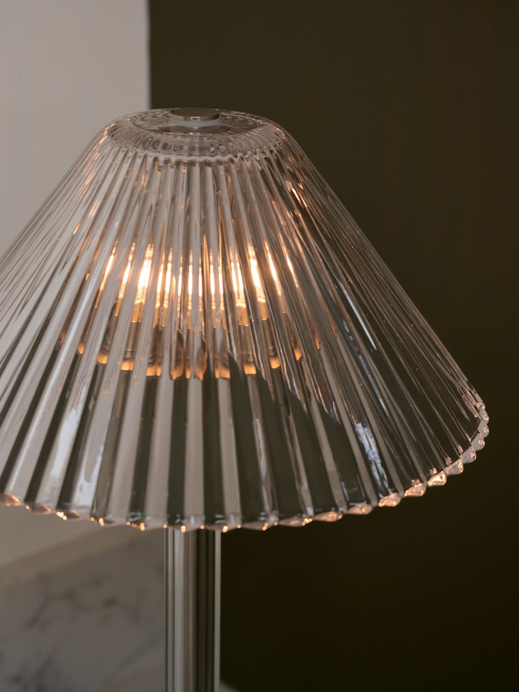 Jasper Conran London Clear Pleat Glass Table Lamp - Image 2 of 4 Jasper Conran London Clear Pleat Glass Table Lamp - Image 2 of 4