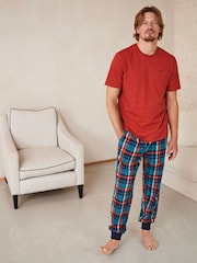 Orange/Green Check Motionflex Cosy Cuffed Pyjamas Set - Image 1 of 8