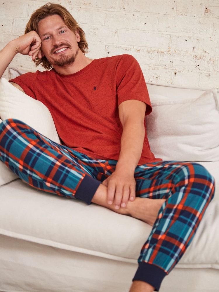 Orange/Green Check Motionflex Cosy Cuffed Pyjamas Set - Image 2 of 8
