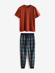 Orange/Green Check Motionflex Cosy Cuffed Pyjamas Set - Image 6 of 8