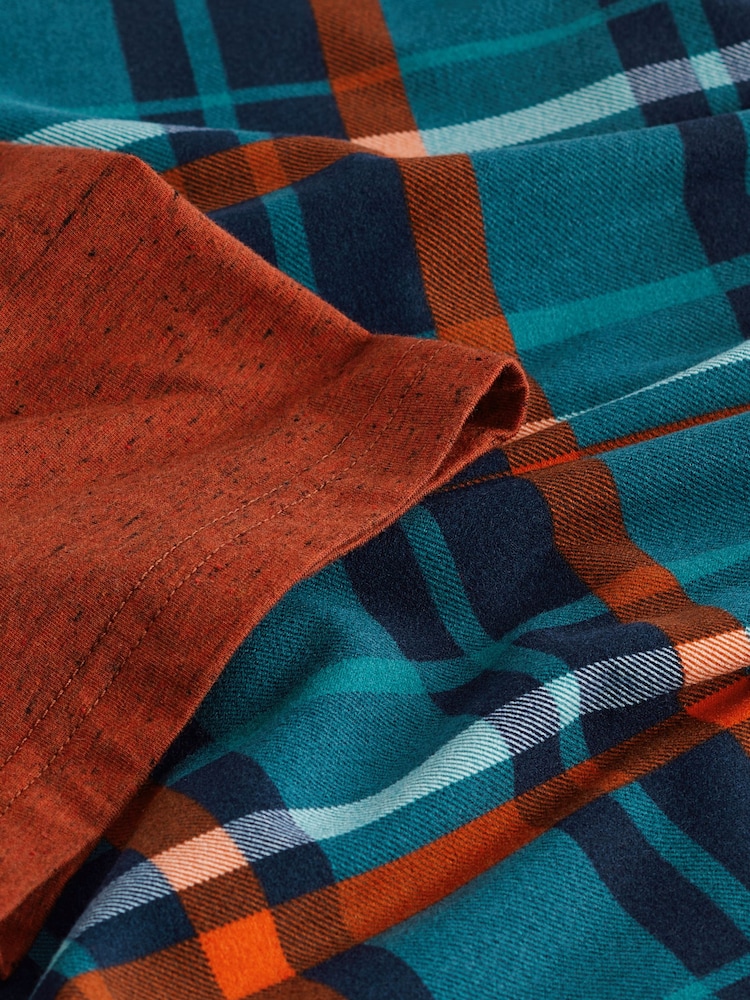 Orange/Green Check Motionflex Cosy Cuffed Pyjamas Set - Image 8 of 8