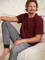 Red/Navy Blue Herringbone Motionflex Cosy Cuffed Pyjamas Set - Image 3 of 10