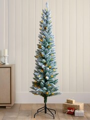 White Lit Snowy 6ft slim Christmas Tree - Image 1 of 6