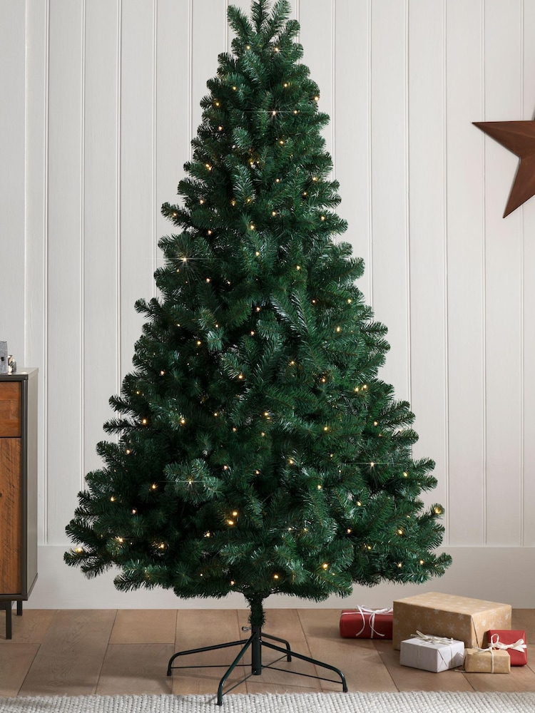 Green Pre Lit Forest Pine 7ft Christmas Tree - Image 2 of 6